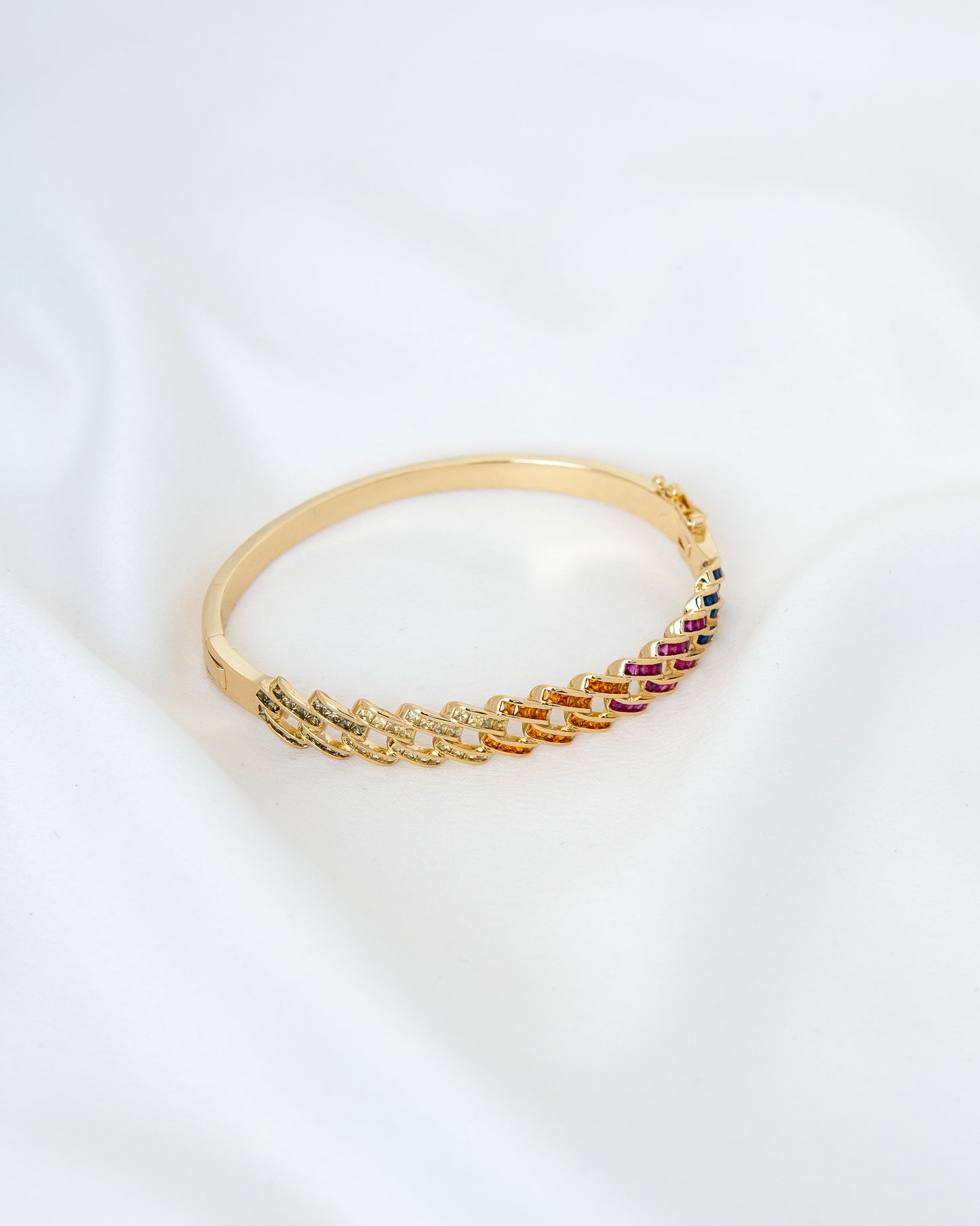 Bracelete Detalhes Quadrados Zircônias Coloridas