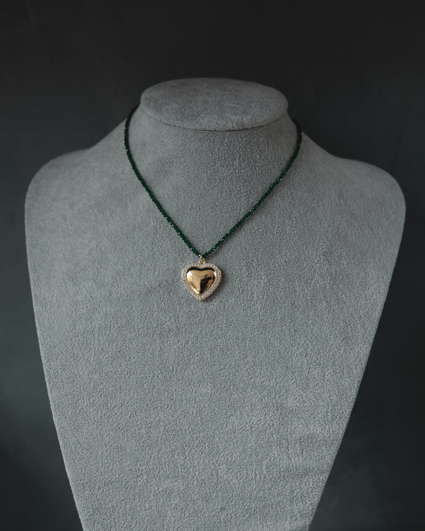 Choker Cristal Verde com Pingente Coração