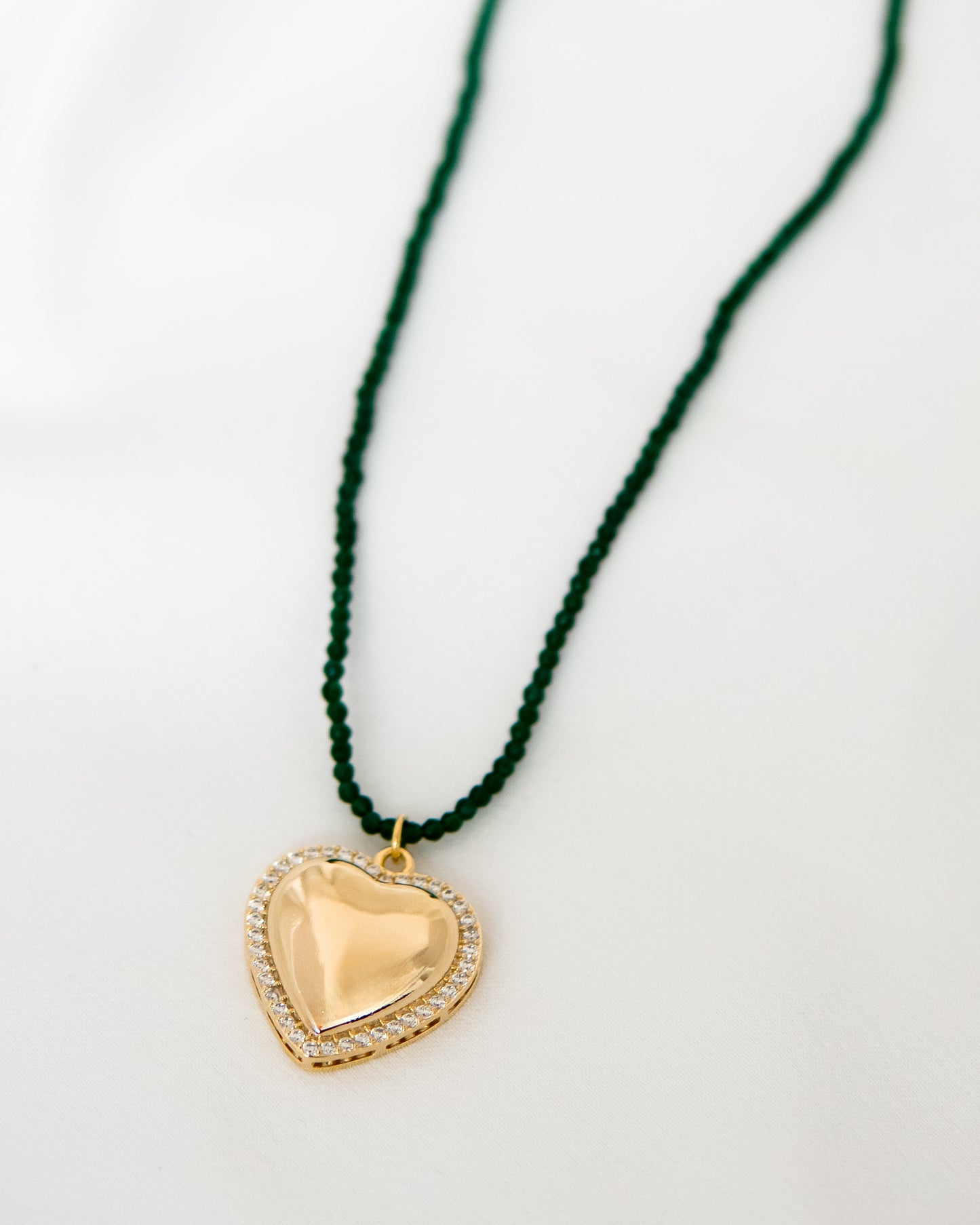 Choker Cristal Verde com Pingente Coração