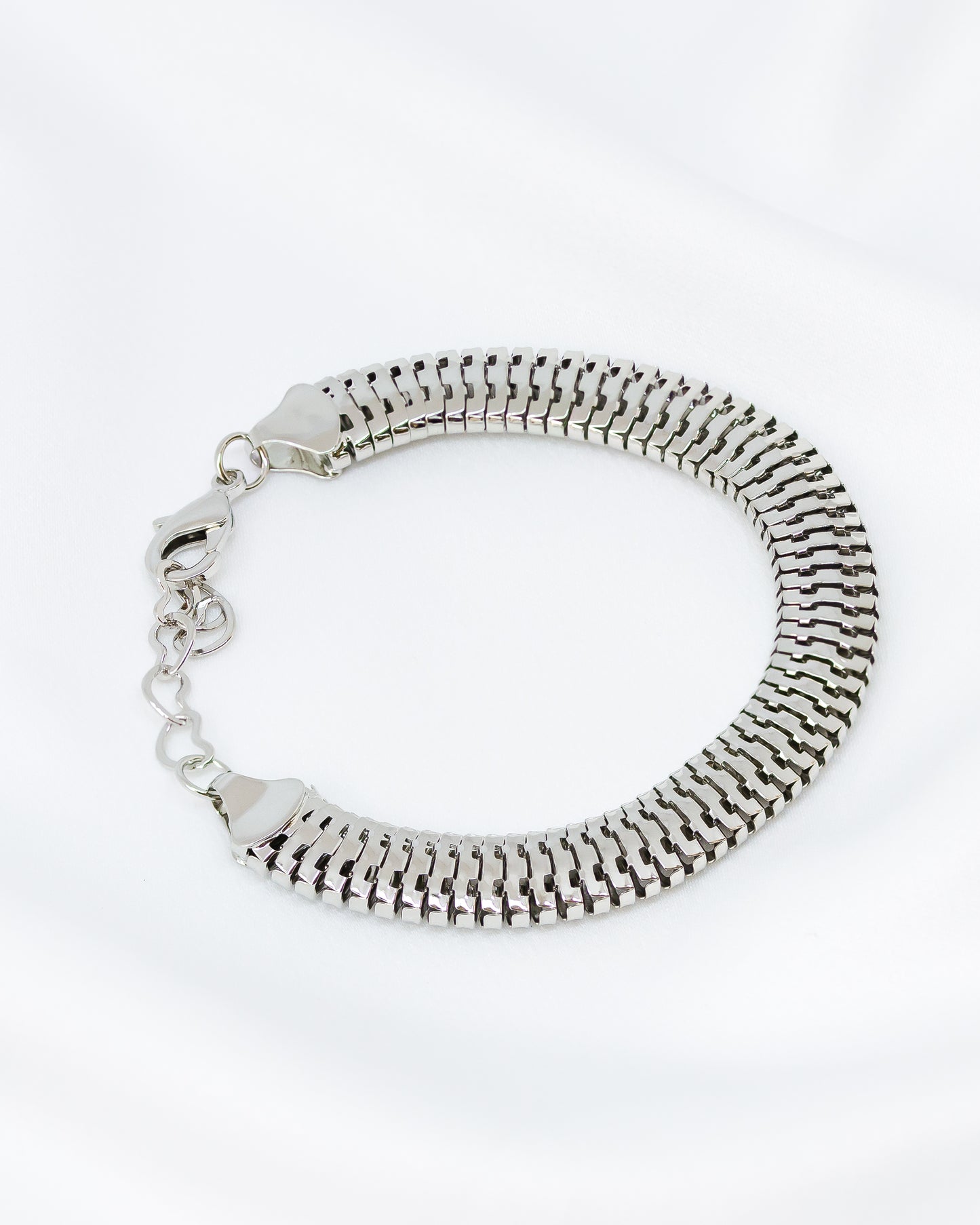 Pulseira Malha Ródio Branco 1cm