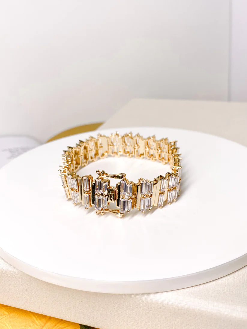 Pulseira de Luxo com Zircônias Baguetes