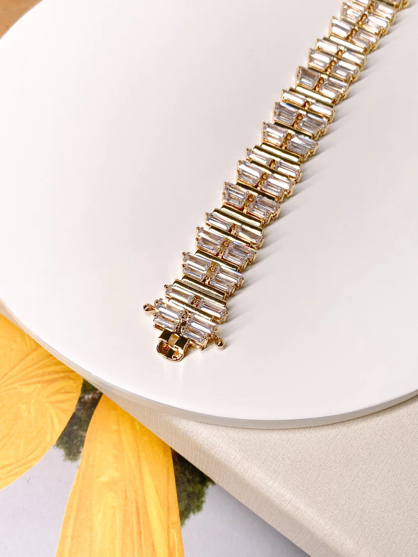 Pulseira de Luxo com Zircônias Baguetes