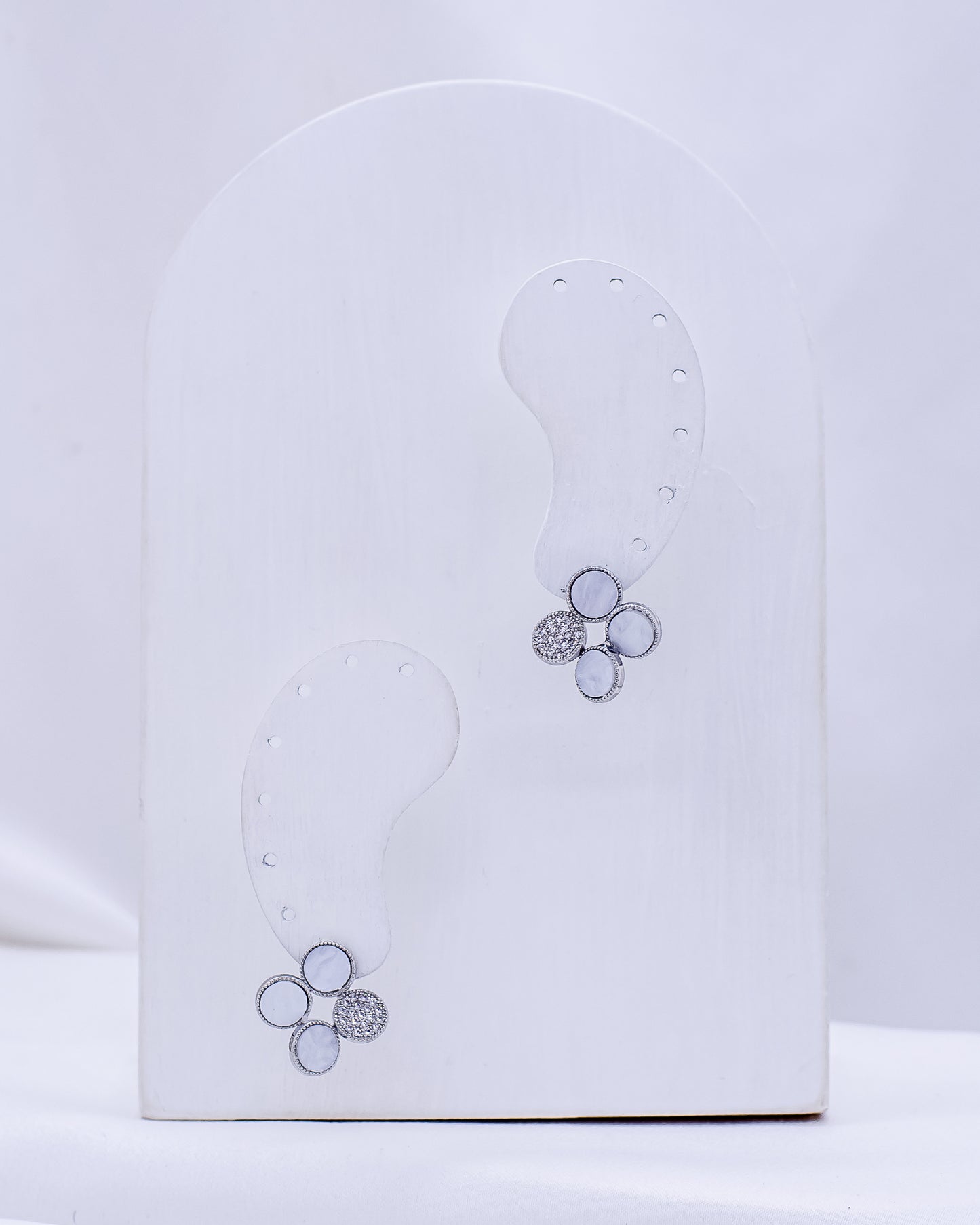 Brinco Círculos Resina Cravejado Ródio Branco