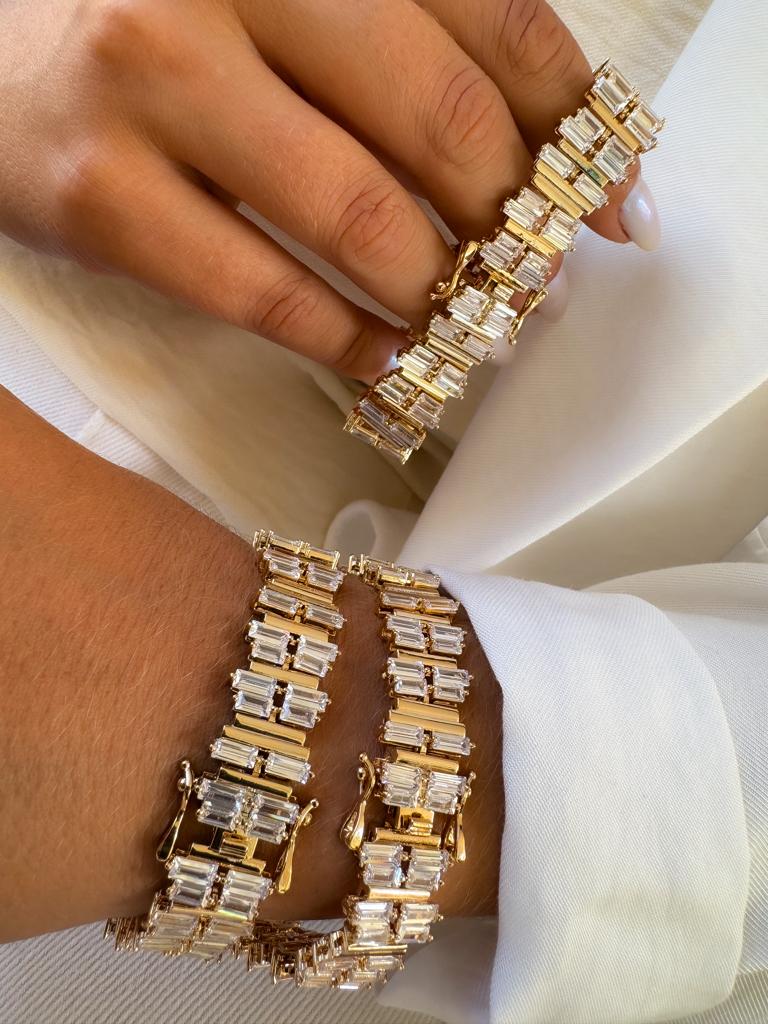 Pulseira de Luxo com Zircônias Baguetes