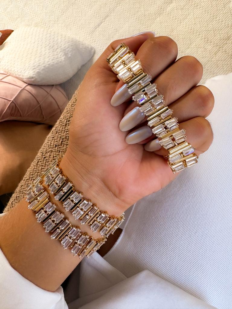 Pulseira de Luxo com Zircônias Baguetes