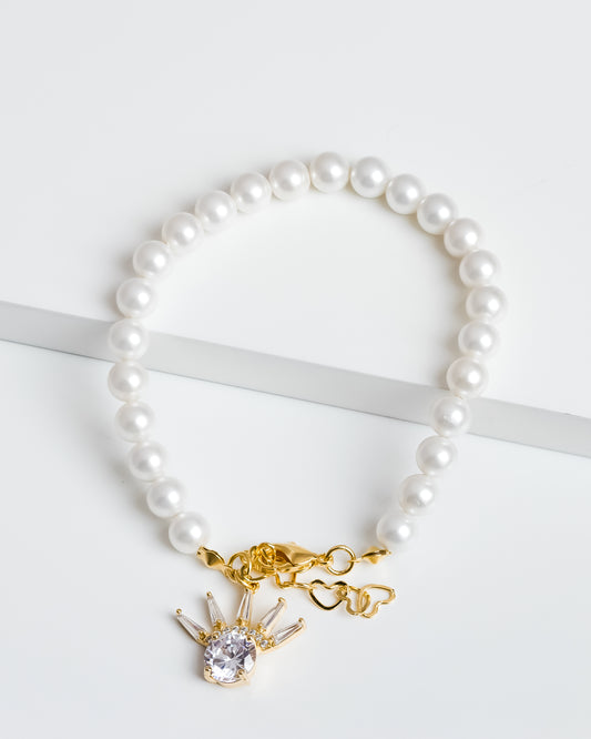 Pulseira Pérola Shell com Pingente Cravejado