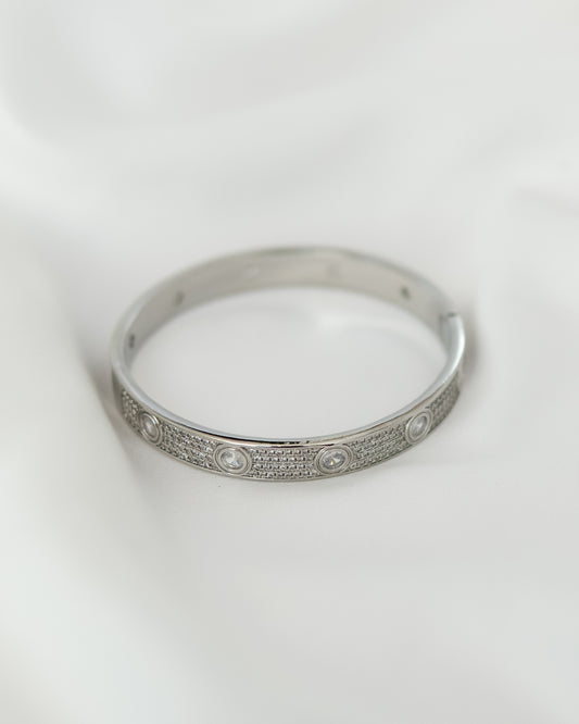 Bracelete Ródio Branco Microcravejado Luxo