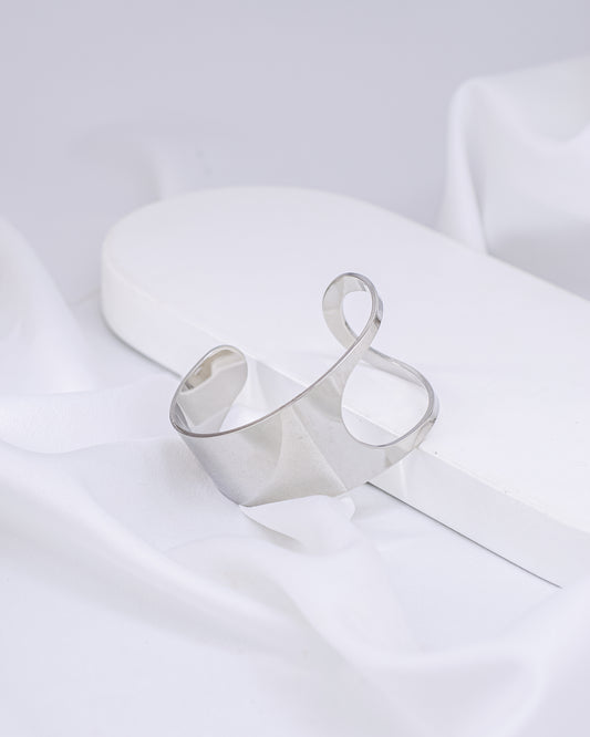 Bracelete Maxi Aberto Ródio Branco