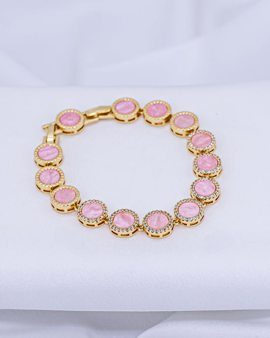 Pulseira Círculo Rosa Cravejada
