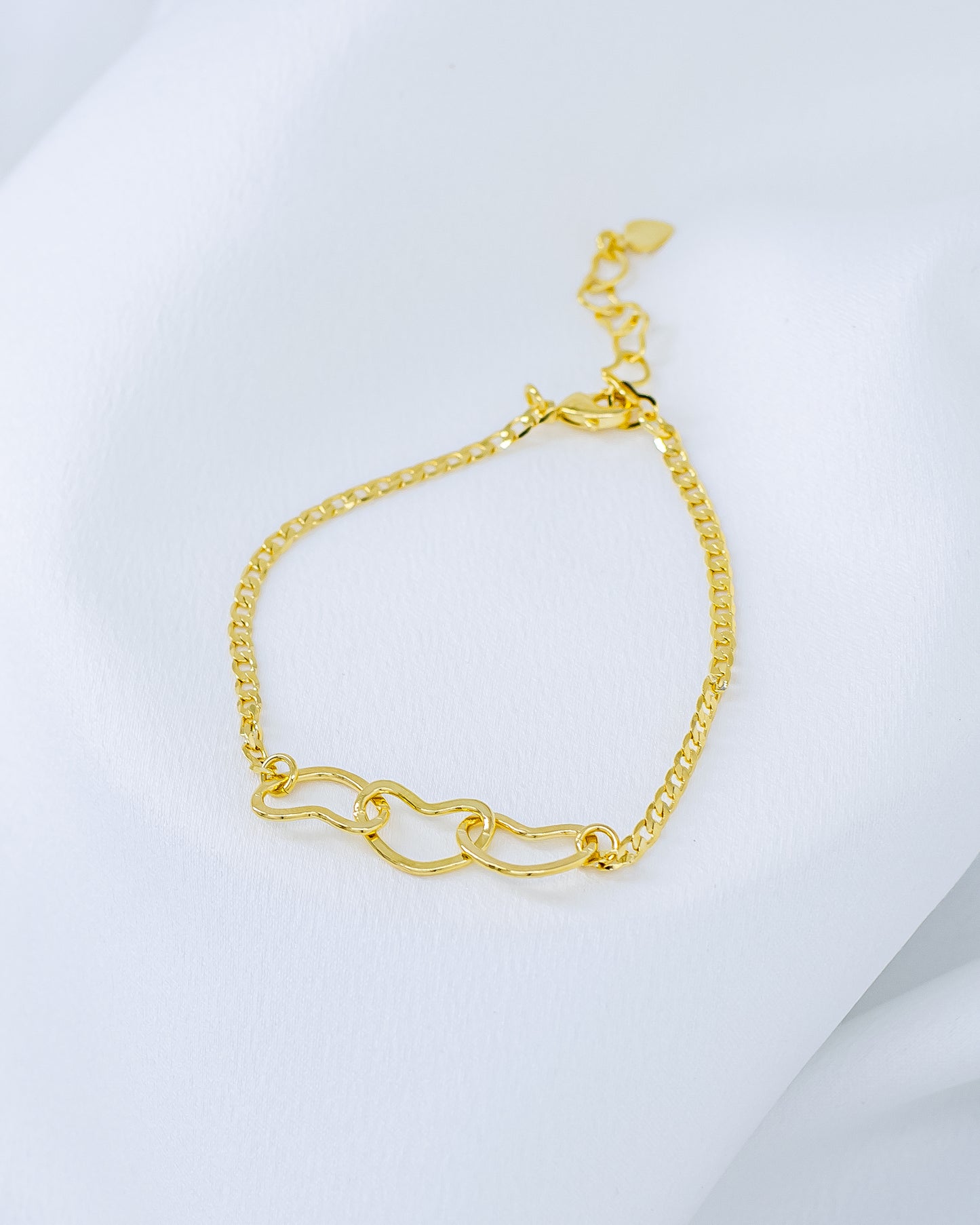 Pulseira Grumet 3 Corações Vazados