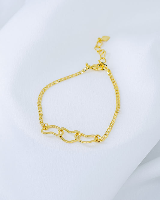 Pulseira Grumet 3 Corações Vazados