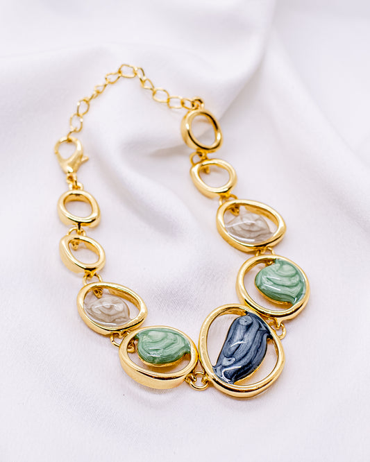 Pulseira Elos Ovais com Resina