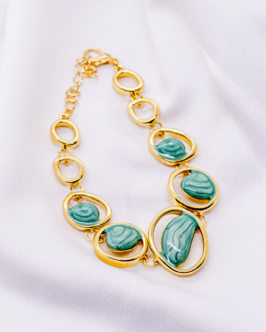 Pulseira Elos Ovais com Resina