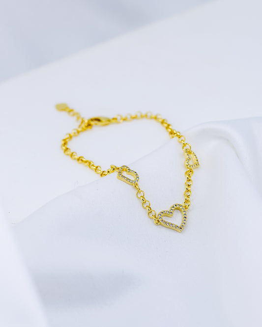 Pulseira 3 Corações Microcravejados