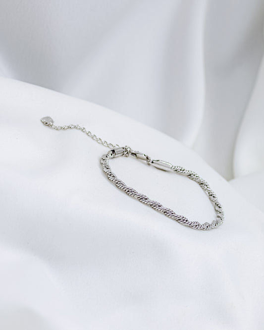 Pulseira Cordão Baiano Ródio Branco