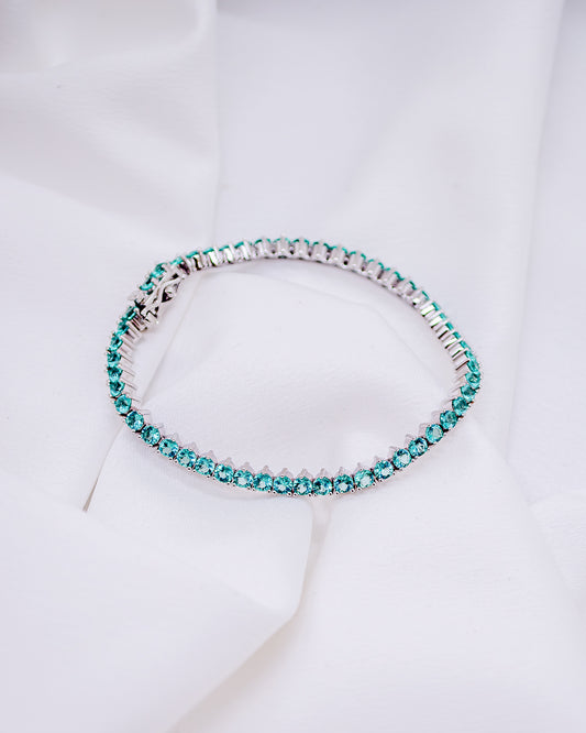 Pulseira Riviera Verde Ródio Branco