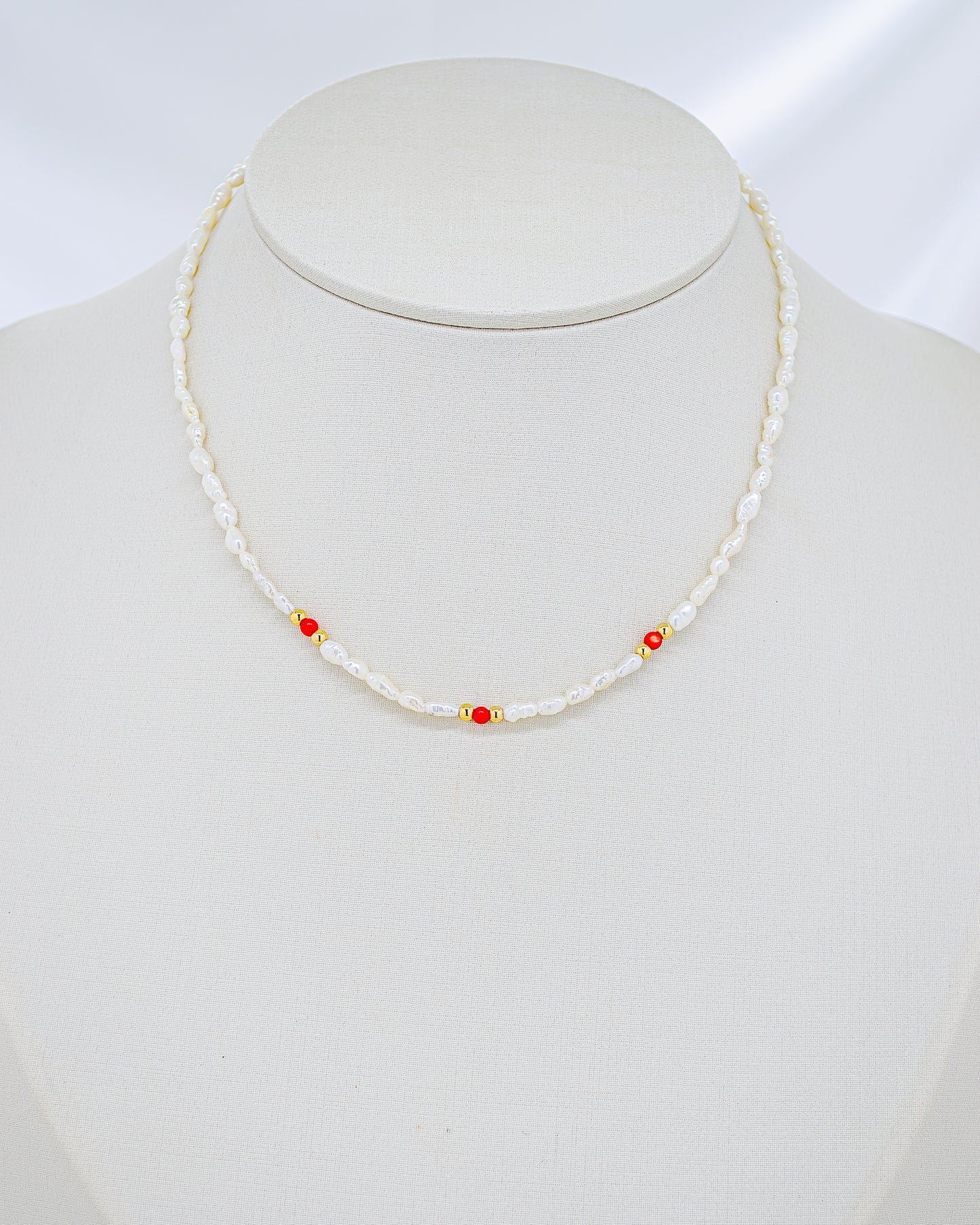 Choker Pérola de Água Doce com Madrepérola Laranja