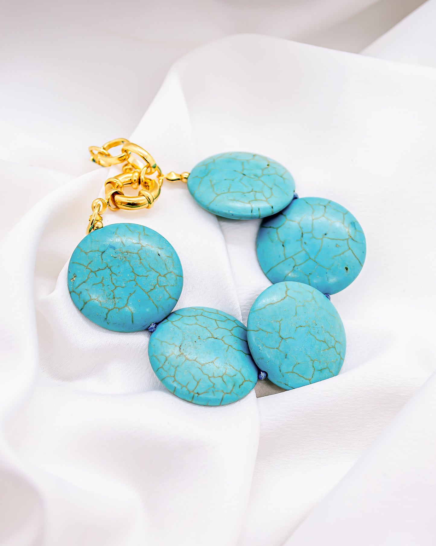 Pulseira Pedras Redondas Turquesa