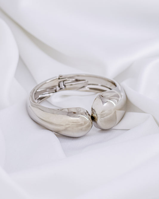 Bracelete Ajustável Assimétrico orgânico Ródio Branco