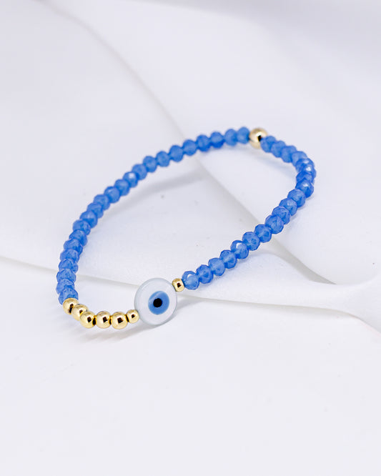 Pulseira Cristal Azul com Olho Grego