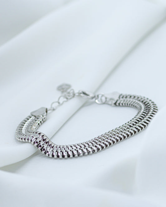 Pulseira Malha 1cm Espessura no Ródio Branco
