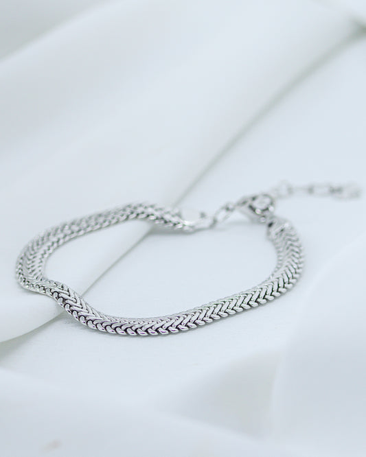 Pulseira Malha 6mm Espessura no Ródio Branco