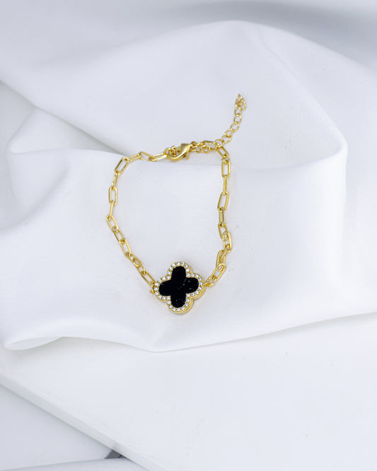 Pulseira Cartier e Trevo Preto com Borda Microcravejada