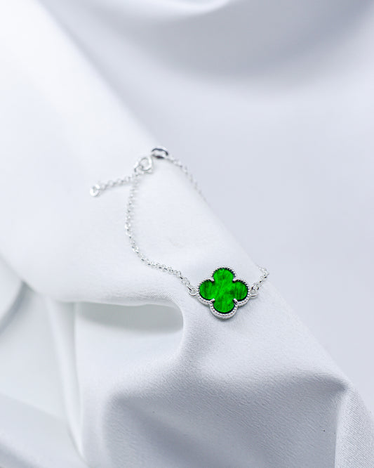 Pulseira Prata 925 Trevo Verde